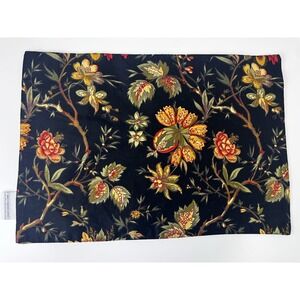 Waverly Felicite Noir Fabric Placemat Black Floral Jacobean Yellow Red